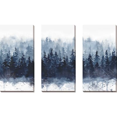 "Indigo Forest" 3 Piece Set on Canvas