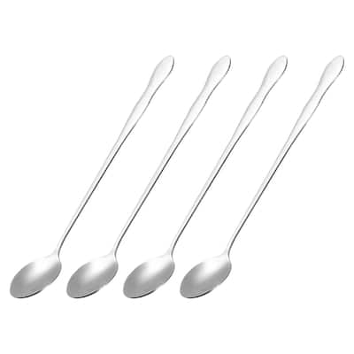 Long Handle Spoon, 7.87-Inch Stainless Steel Stirring Spoons, Silver