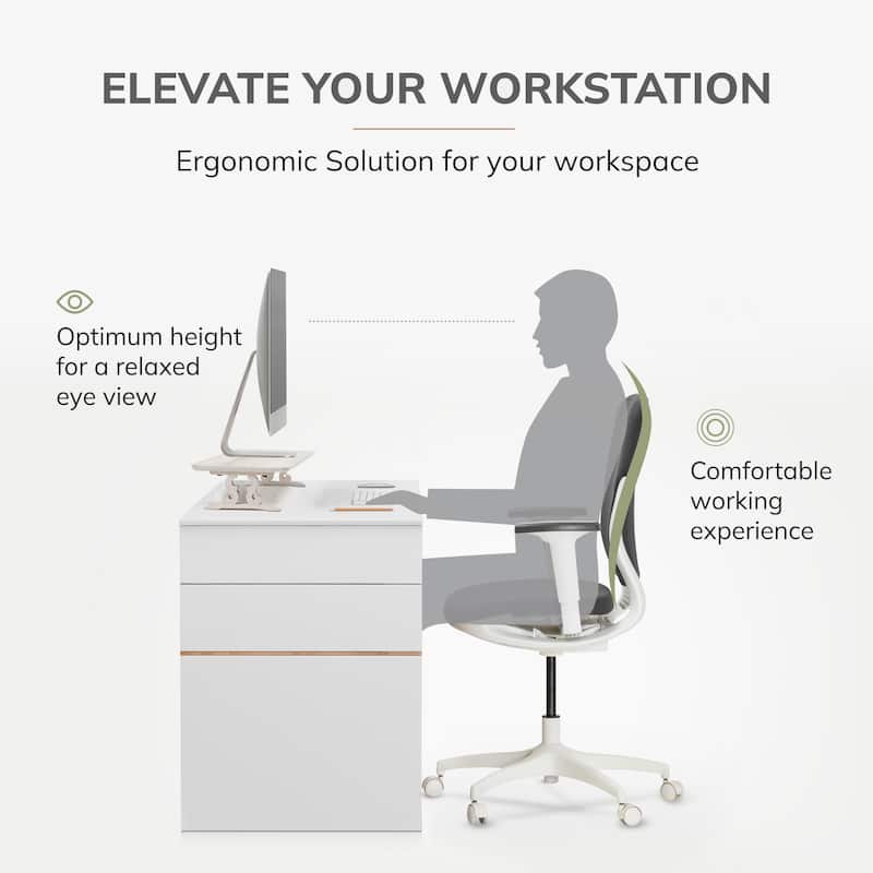 Jani Wood Monitor Stand Riser Desk - Ergonomic Design Stand, Desktop Organizer Table for Home, Office Workspace, Gaming Desk
