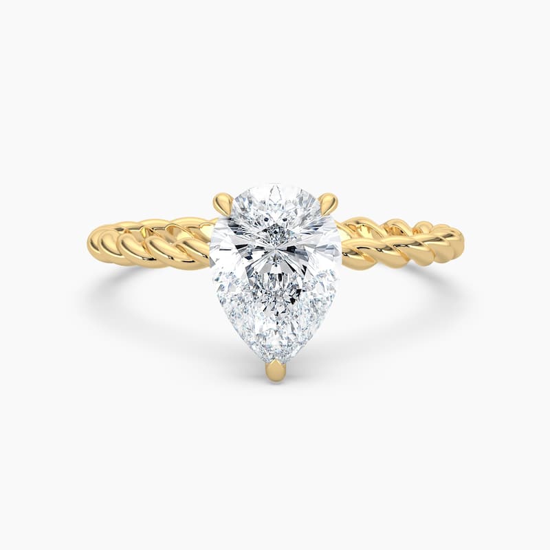 Auriya 14k Gold Lab Grown Pear Diamond Twisted Hidden Halo Engagement Ring 1.00 to 5.00 ct. tw. (F-G, VS) - 9 - 2.00 carats - Yellow
