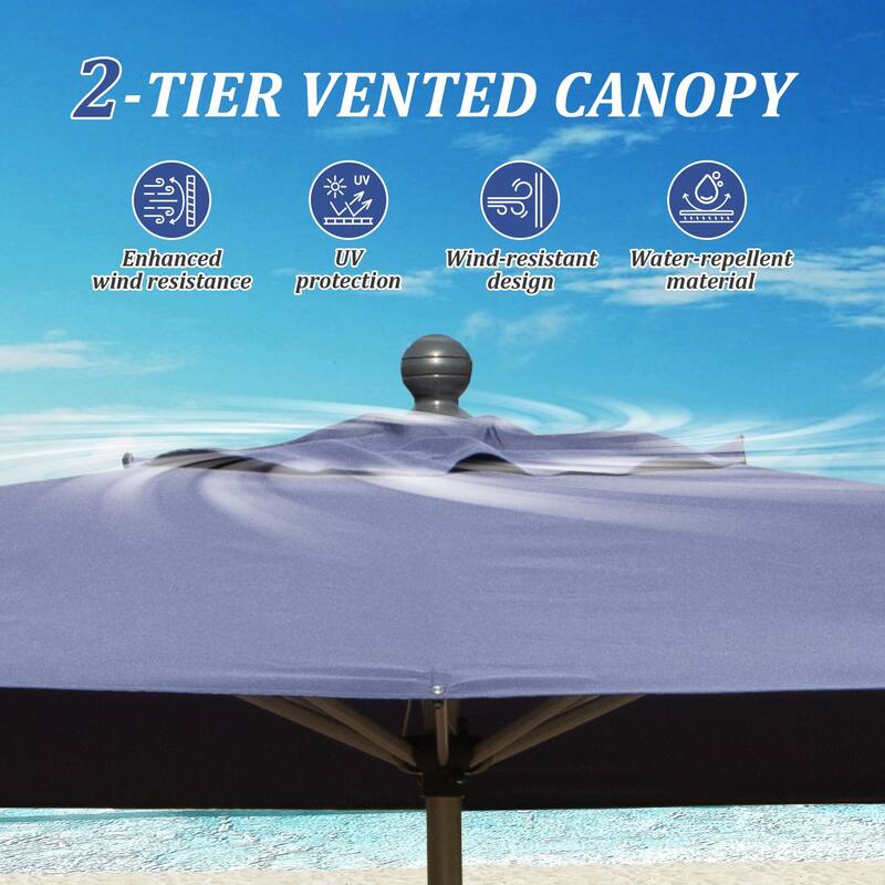 Rectangle Patio Umbrella with Crank Lift and Tilt Function 