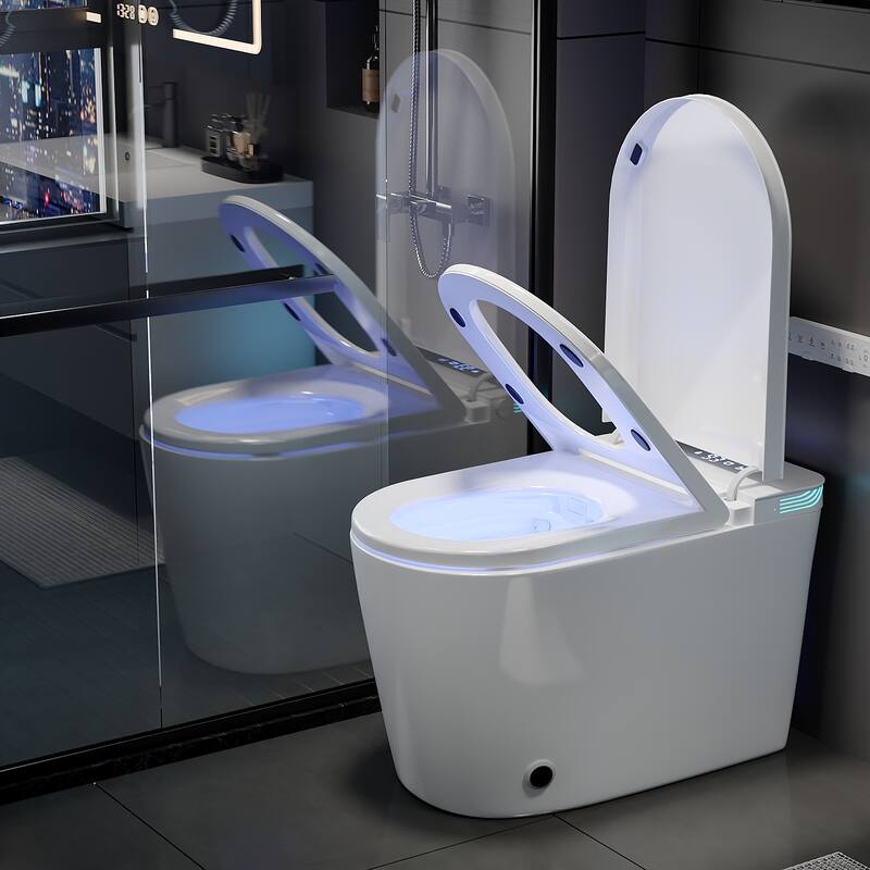 Smart Toilet with Auto Open Lid, Heated Seat & Bidet, One Piece Intelligent Toilet with Remote Control