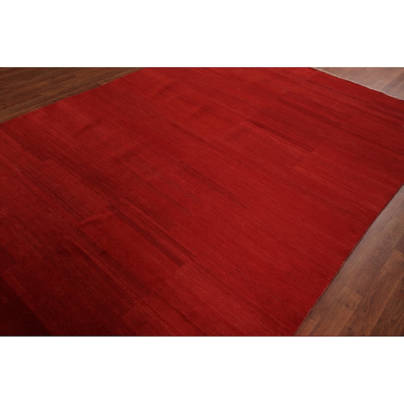 Red Modern Gabbeh Oriental Area Rug Handmade Wool Carpet - 6'8" x 9'9"