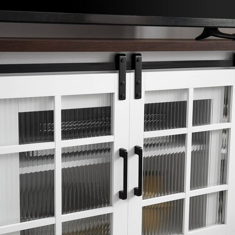Multipurpose TV Stand with Sliding Glass Doors, Large Storage Cabinet for Entertainment Consoles, 65" TV Console