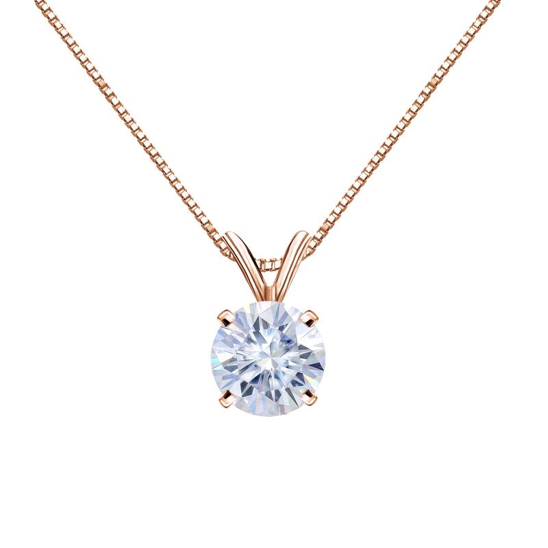 Auriya 3 1/2ctw Solitaire Moissanite Necklace 14k Gold - 9.8 mm - Rose