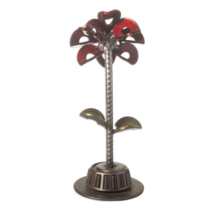 Novica Handmade Mechanical Flower Recycled Metal Sculpture