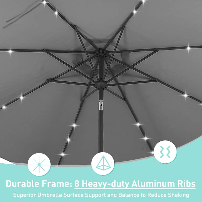 Autlaycil 10FT Solar Power LED Lights Patio Umbrella