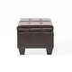 preview thumbnail 9 of 11, Merrill Chocolate Brown Leather Storage Ottoman by Christopher Knight Home