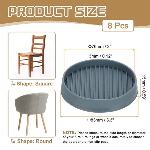 Rubber Chair Leg Floor Protectors PCS Black Square Caster Cups