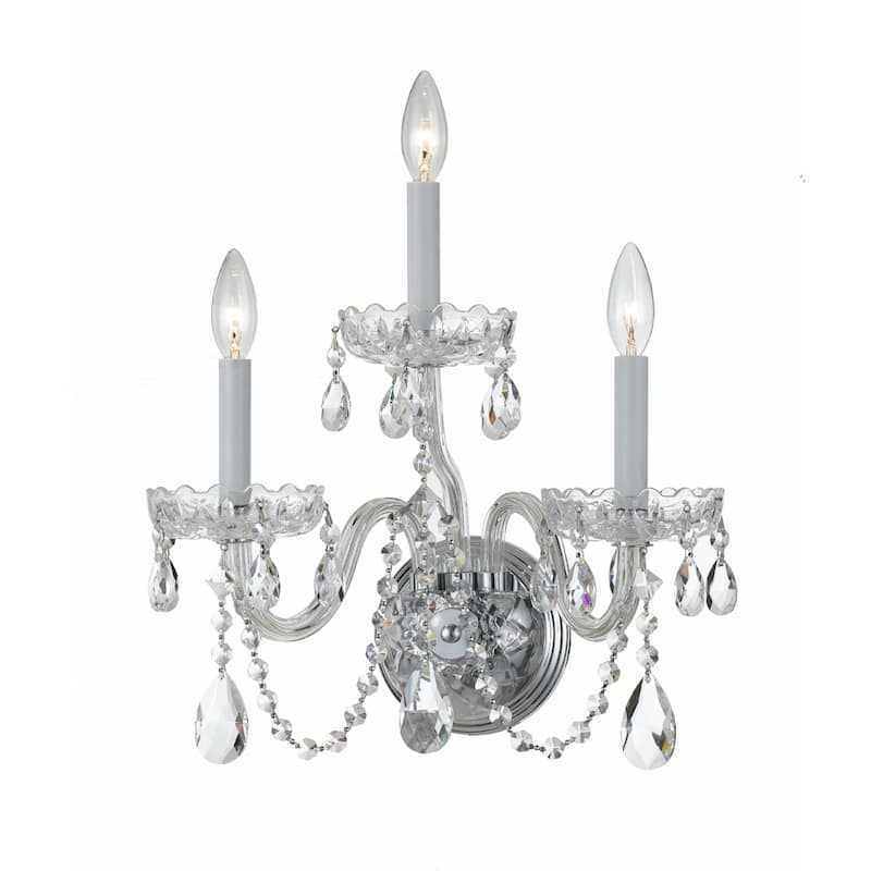 Crystorama Lighting Group Traditional Crystal 3 Light 15" Wide Wall - Polished Chrome