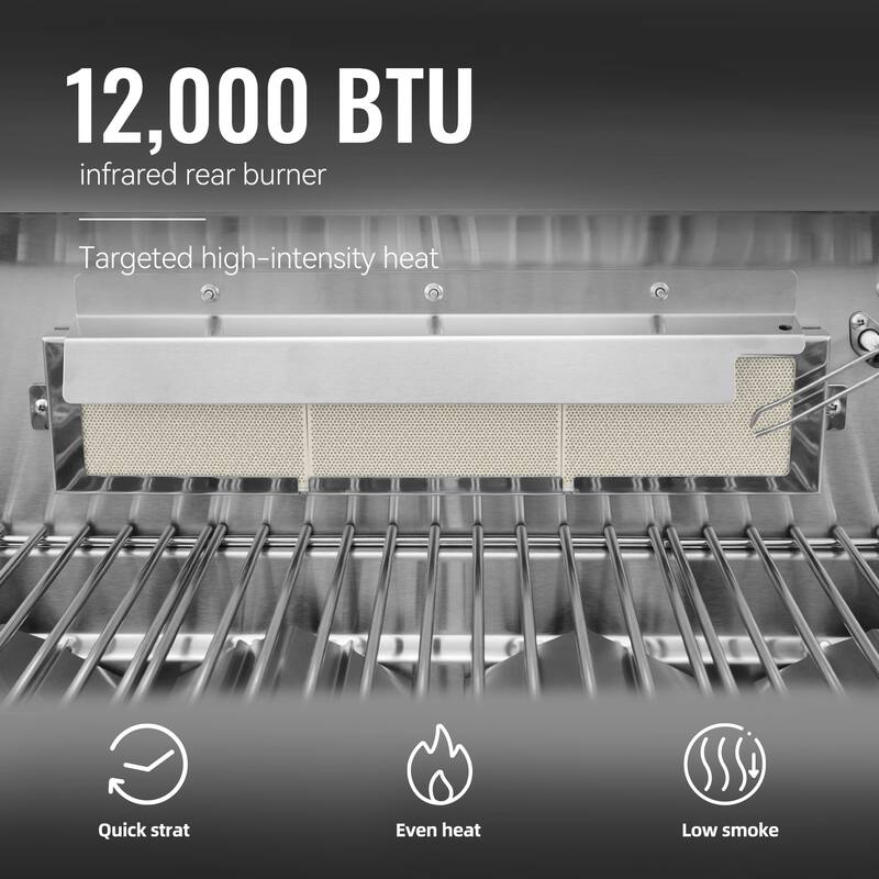 Royal Gourmet, 6-Burner Gas Grill with Side & Infrared Rear Burners - N/A