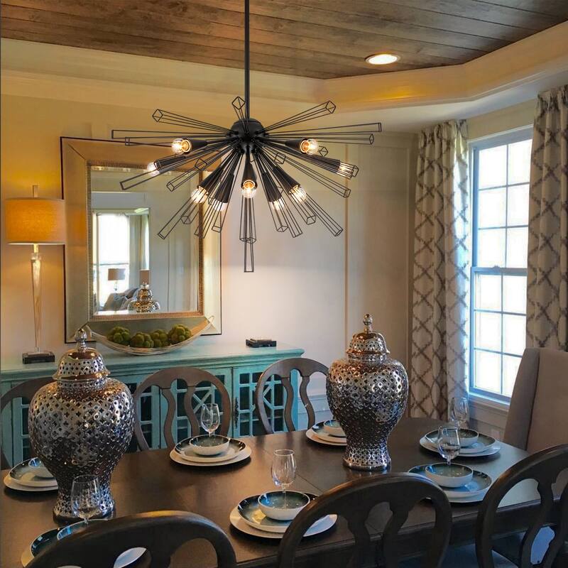 10-Light Contemporary Sputnik Sphere Chandelier Starburst Pendant Island Light