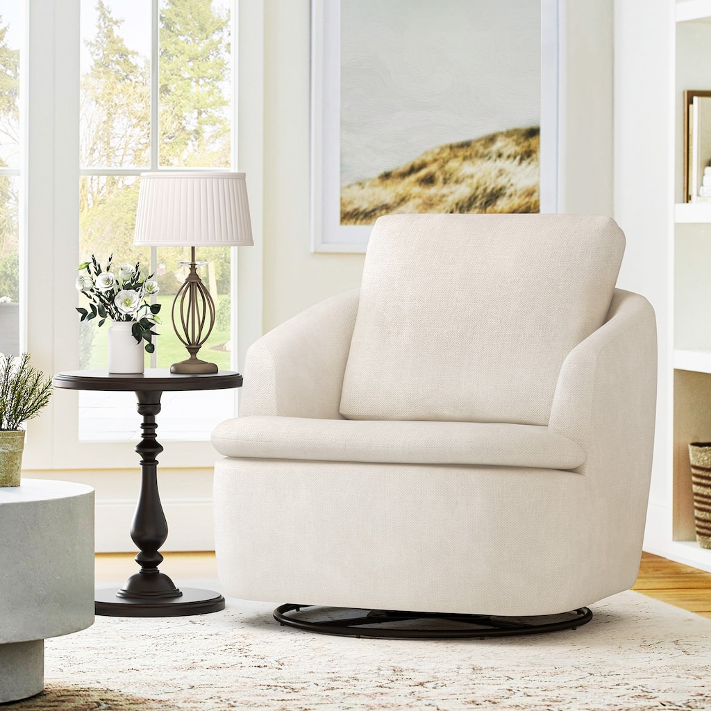 360° Modern Swivel Accent Chair, Chenille Armchair Comfy Round Sofa Chair, Swivel Barrel Chair For Living Room