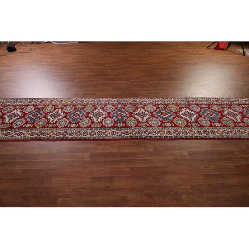 Kazak Oriental Rug Hand-Knotted Wool Carpet - 2'7" x 19'3"