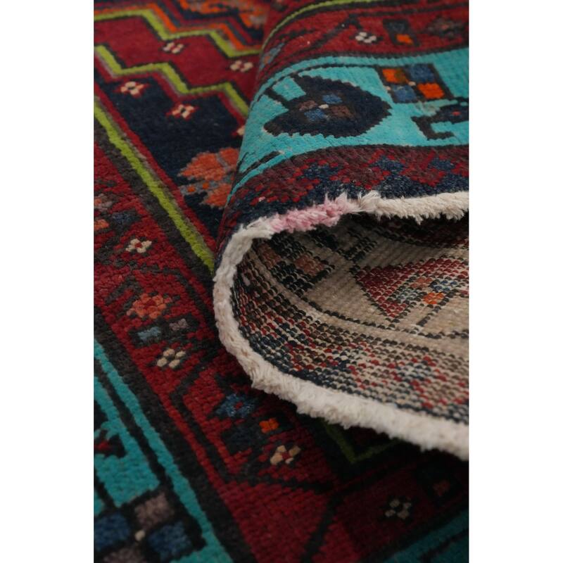Hand Knotted Oriental 100% Wool Carpet Traditional Geometric Multi-Colored Ardebil Runner Rug - 10' 10'' X 3' 3''