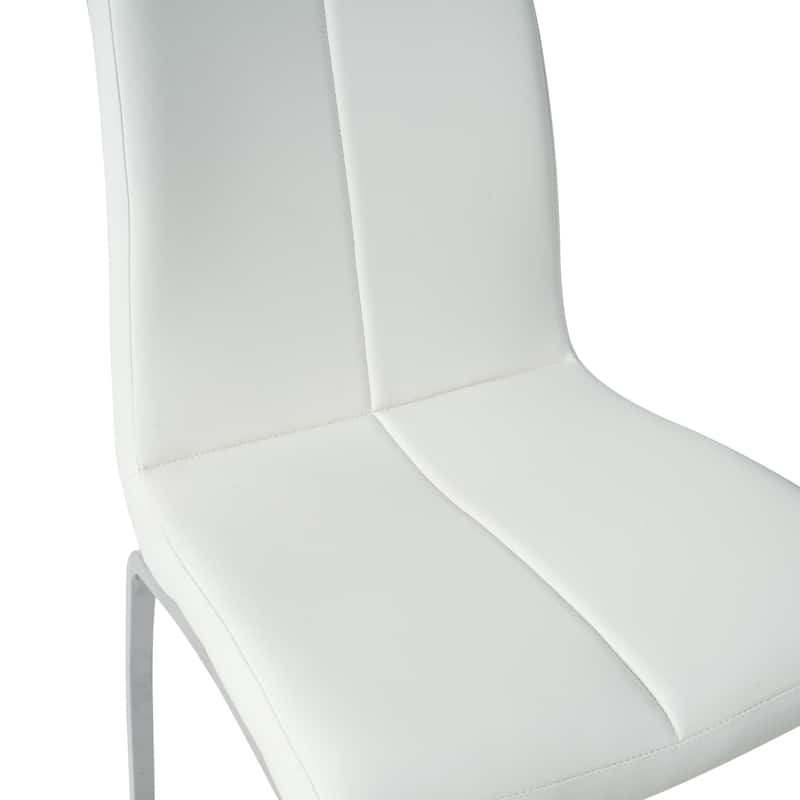 Modern 4 Piece PU Kitchen Dining Chairs with Cushions, Metal Legs, High Back for Dining Room Kitchen Living Room Bedroom