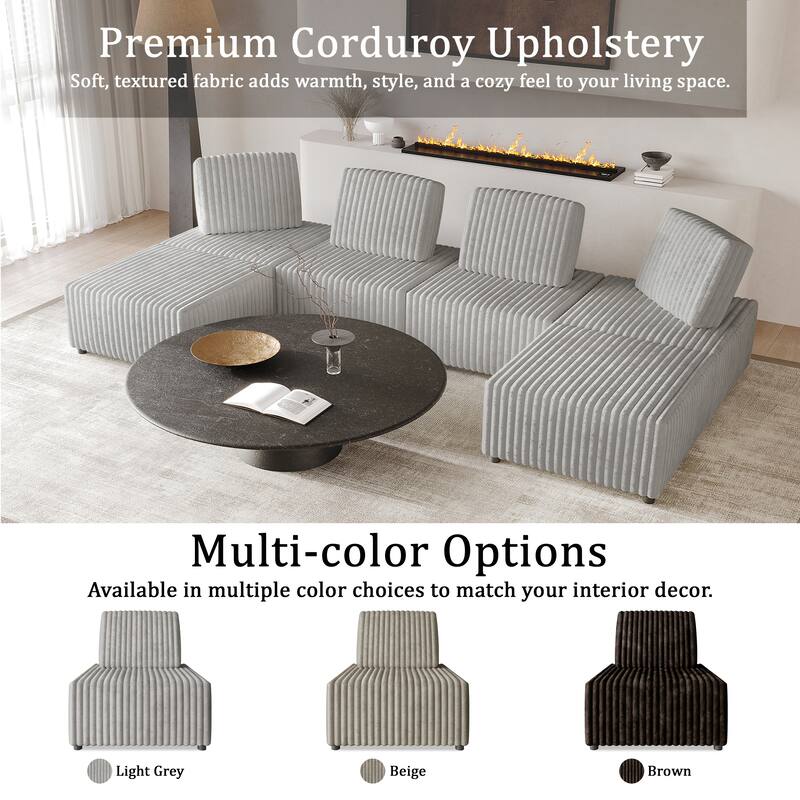 CraftPorch Luxurious Velvet Upholstered 6 Pieces Modular Set