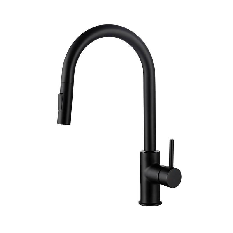 Circular Single Handle Pull Down Kitchen Faucet - Matte Black