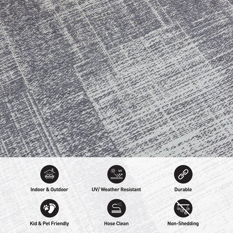 World Rug Gallery Distressed Boxes Indoor/Outdoor Area Rug