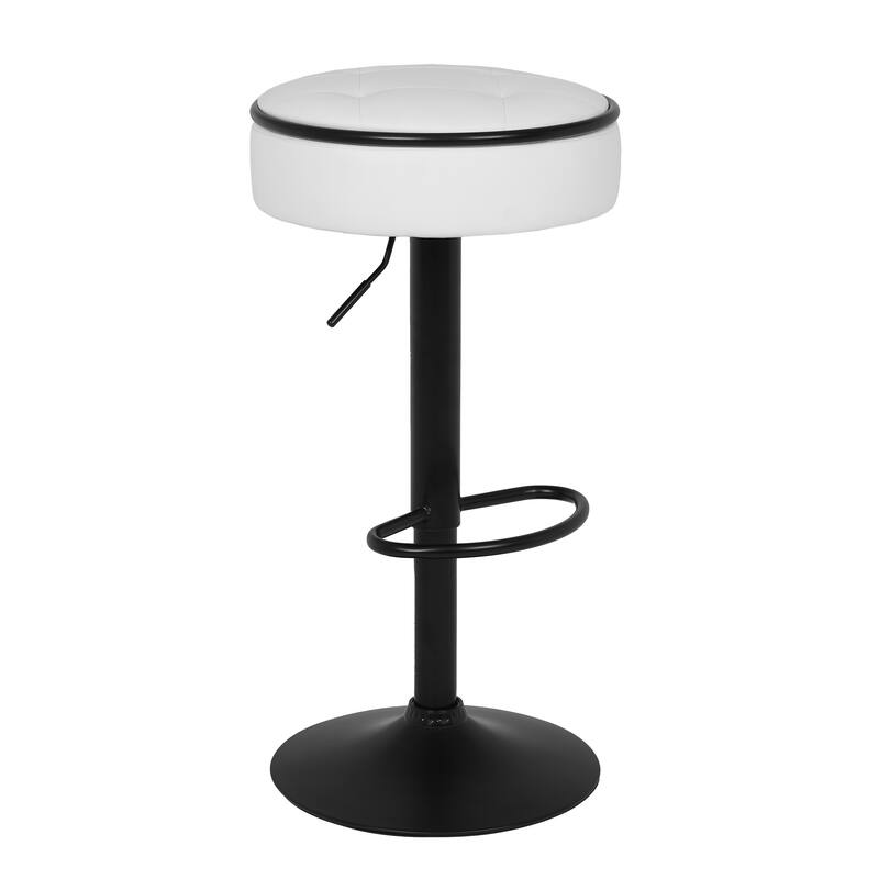 Round Linen Fabric Bar Stools Set of 2, Height Adjustable/360°Counter Height Swivel Stool