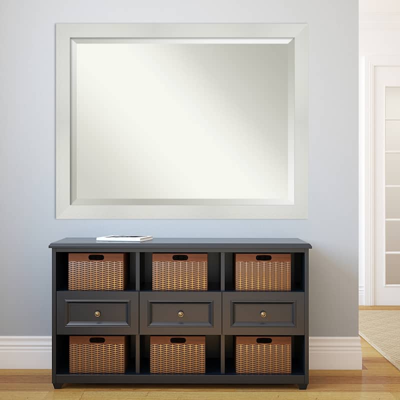 Beveled Bathroom Wall Mirror - Mosaic White Frame