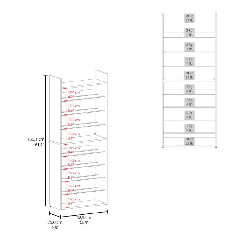 10-Tier Shoe Rack With Slim Vertical Design, Freestanding Footwear Storage, Black