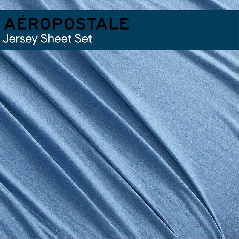 Aeropostale Super Soft Heather Blue Jersey Knit Sheet Set All-Season Comfort