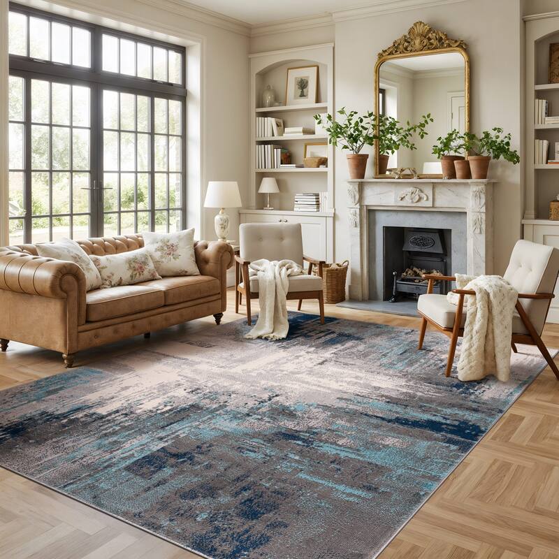 World Rug Gallery Bari Contemporary Abstract Art Area Rug