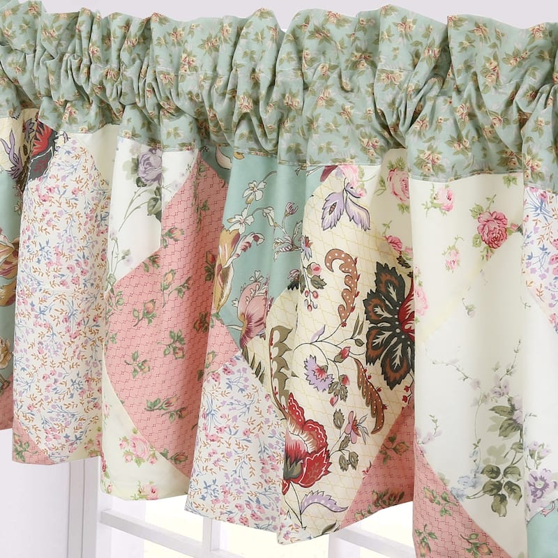 Floral Vine Country Cottage Flower Garden Patchwork Straight Window Valance