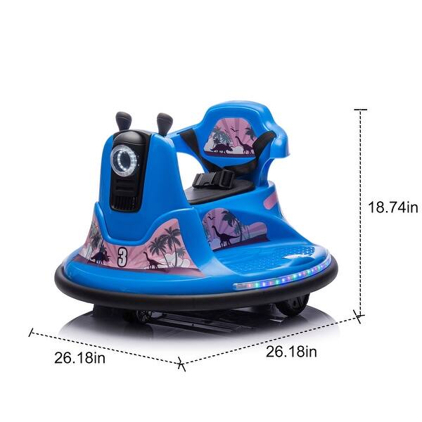 dimension image slide 3 of 4, 12V Bumper Car For Toddlers, 360° Spin Electric Kids Ride On Toys With Parental Control, LED Light, Toddlers Bumper Car