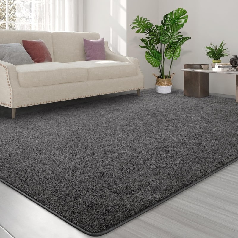 Area Rugs, Dark Grey Super Soft Comfy Thickened Memory-Foam Indoor Carpets