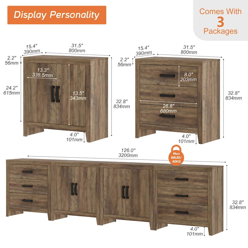 WAMPAT Buffet Cabinet with Drawers & Doors