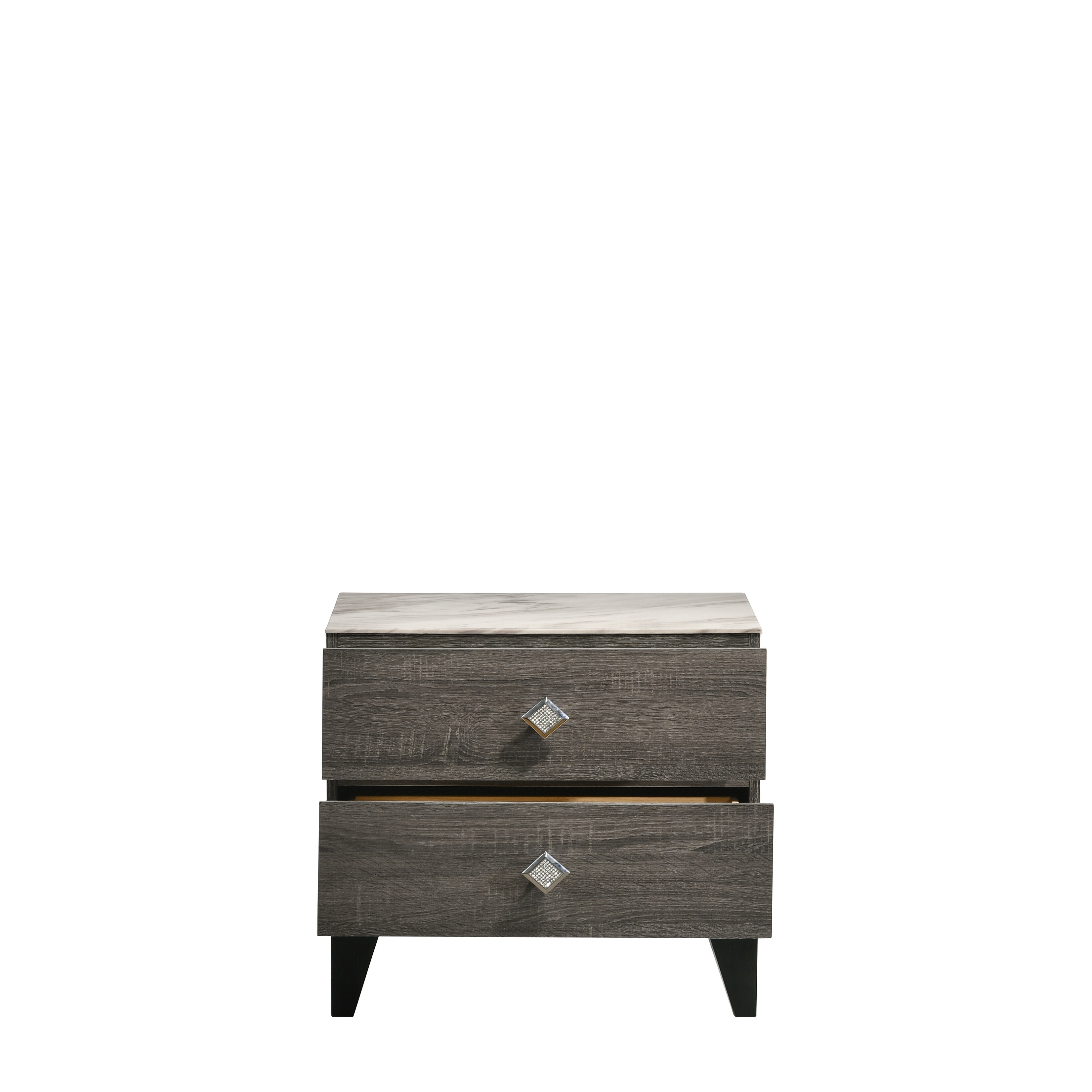 nevada 2 drawer grey bedside table