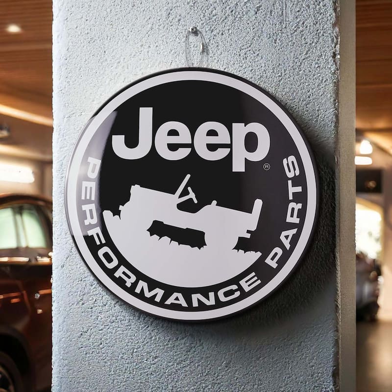 American Art Decor Round Dome Metal Sign - 15" x 15" - Jeep Sign