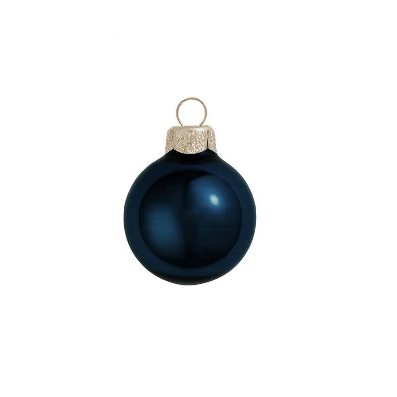 Shiny Finish Glass Christmas Ball Ornaments 4" 100mm Midnight Blue 6Ct