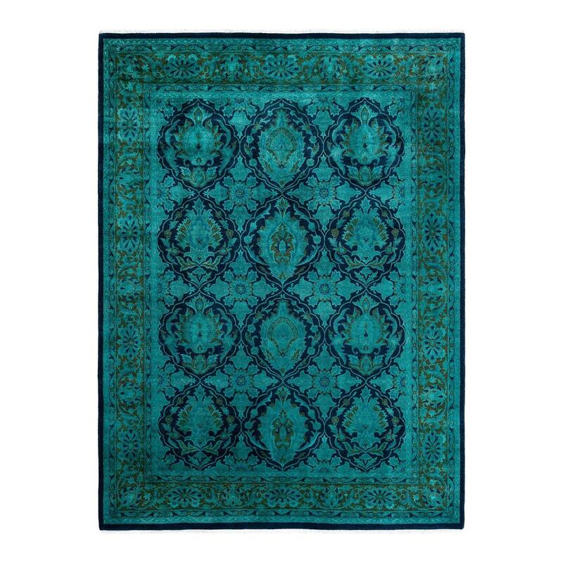 Overdyed, One-of-a-Kind Hand-Knotted Area Rug - Blue - 6' 2" x 8' 4"