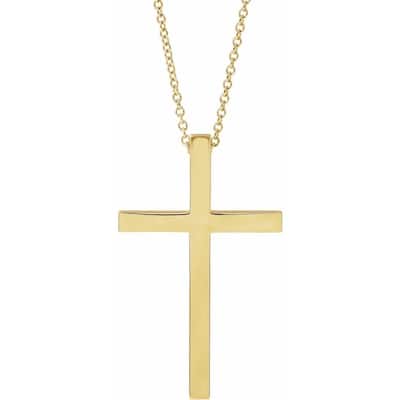 Curata 14k Yellow Gold 29.5x18.2mm 18 Inch Polished Religious Faith Cross Necklace