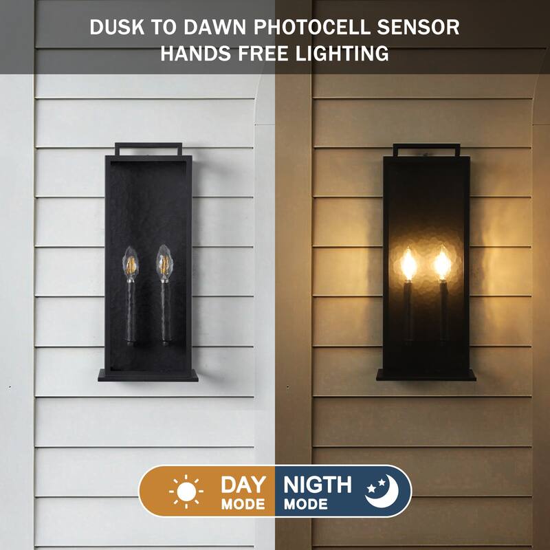 20in LED Outdoor Wall Light Dusk to Dawn Black Outside Wall Mount Lamp - Large