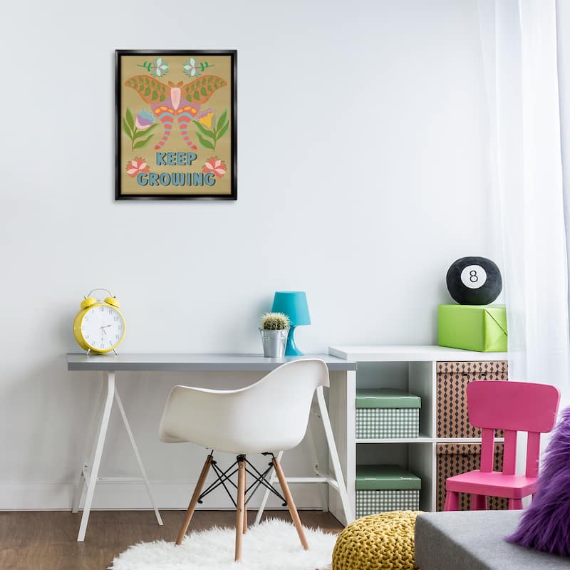 Stupell Keep Growing Butterfly Framed Floater Canvas Wall Art Design By Julia Fox