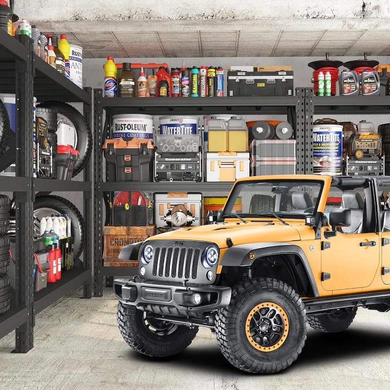 3-Tier Industrial Shelving Rack - 63in, Heavy Duty Steel Shelving Unit Adjustable, Black, Requires Assembly