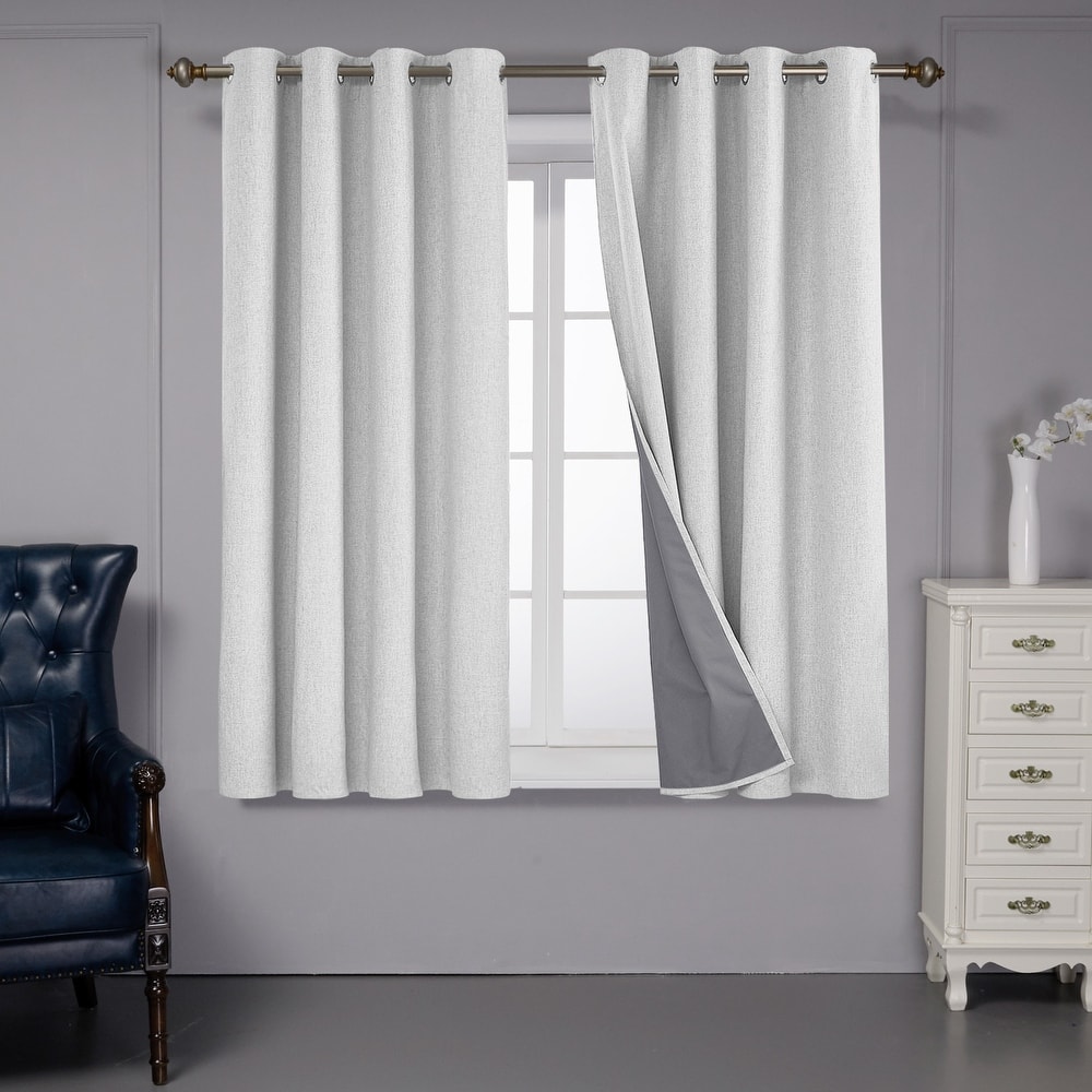 Deconovo Faux Linen Total Blackout with Coating Curtains (2 Panel)