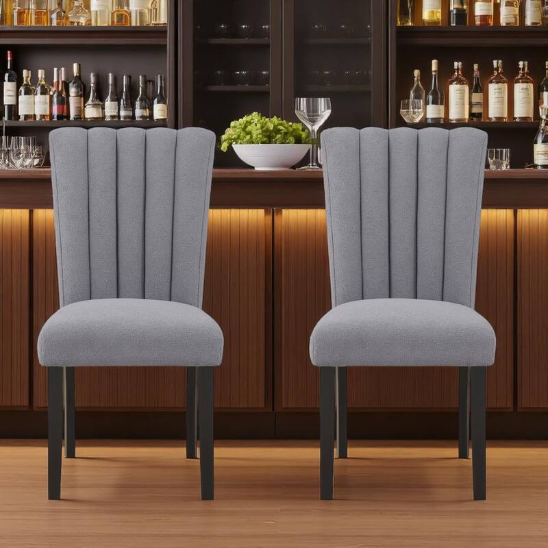 HomeRoots Set of Two 26" Gray and Black Wood and Fabric Counter Height Bar Chairs - Counter Height - Gray - Set of 2