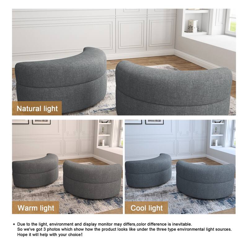 Chenille Half Moon Storage Ottoman(Set of 2)