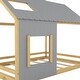 preview thumbnail 6 of 7, Gray/Natural Modern Pine Wood House Bed with Roof and Window, Sturdy Construction