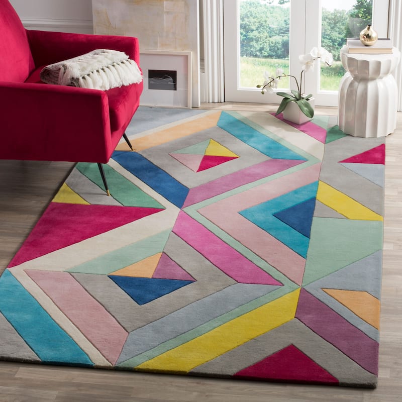 SAFAVIEH Handmade Fifth Avenue Hinrika Mid-Century Modern Wool Rug - 3' x 5' - Grey/Multi