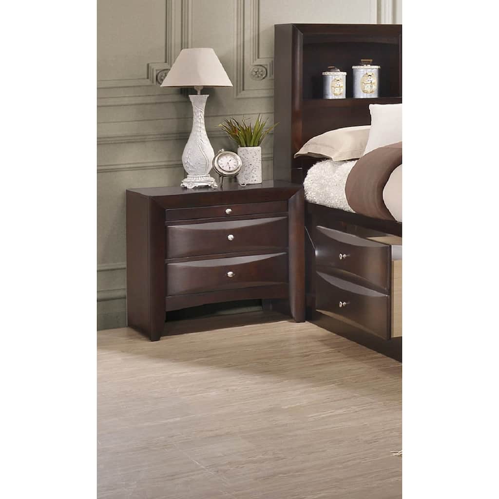 1Pc Contemporary 2 Drawer Nightstand End Table Jewelry Tray Solid Wood Wooden Bedroom Furniture