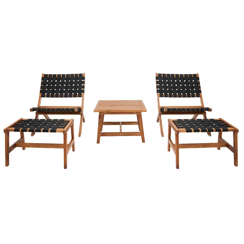 SAFAVIEH Outdoor Zehra Set - 24W x 28D x 31H - Natural/Black