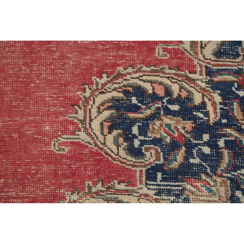 Distressed Tabriz Persian Vintage Rug Hand-Knotted Wool Carpet - 9'6"x 12'10"