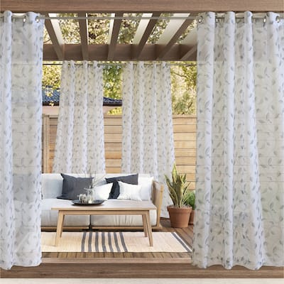 Two Tone Leaf Indoor/Outdoor Grommet Curtain Panel by Outdoor Decor
