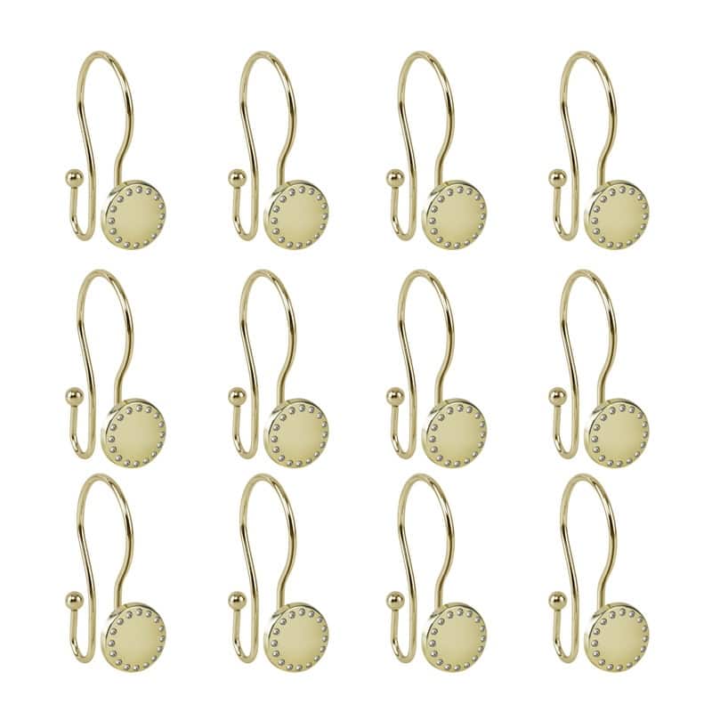 Utopia Alley Shower Hooks, Double Shower Curtain Hooks for Bathroom, Crystal Design, Set of 12